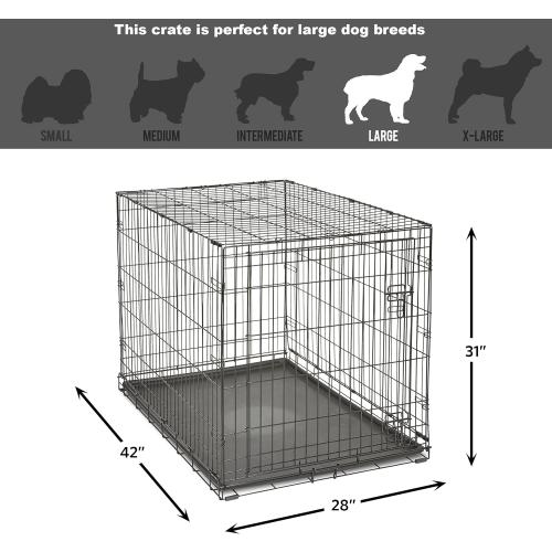 New World Single Door Folding Metal 42-Inch Dog Crate, Includes Leak-Proof Pan, Floor Protecting Feet, & New Patented Features, for Large-Sized Breeds