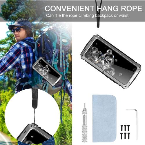 Compatible for Samsung Galaxy S20 Ultra Case, Aluminum Metal Gorilla Glass Waterproof Shockproof Military Heavy Duty Sturdy Protector Cover Hard Case