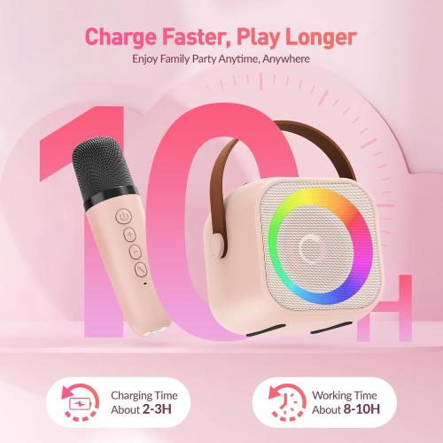 Karaoke Machine for Kids Adults, Mini Portable Bluetooth Karaoke Speaker with 2 Wireless Microphone and Lights, Christmas Birthday Gifts for Girls Ages 4, 5, 6, 7, 8, 9, 10, 12  Family Home Party
