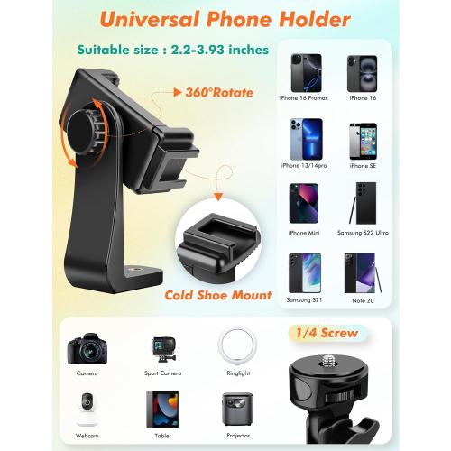 71 Tripod for iPhone, Phone Tripod Selfie Stick with Remote, Cell Phone Tripods & Tall Travel Tripods for Recording Video Selfies Photo, Compatible with iPhone 17 16 15 14 Pro Max 13 Android