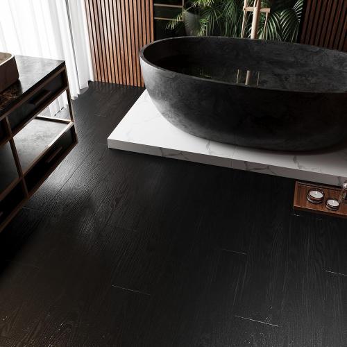 VEELIKE Black Vinyl Plank Flooring Peel and Stick Floor Tile Waterproof Wood Vinyl Floor Tiles with Low Gloss Finish 16-Pack 24 Sq. Ft. Adhesive Laminate Flooring For Bedroom Bathroom Kitchen 6''x36''