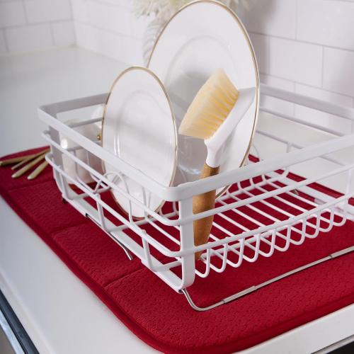 All-Clad Premium Reversible Dish Drying Mat for Kitchen: 16 x 28 Ultra-Absorbent, Long-Lasting, No Condensation, and Oversized for Large Pots and Pans - 3 Pack, Chili