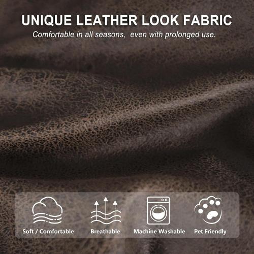 ANARACHON Leather Look Recliner Couch Cover, 8-Pieces Stretch Recliner Sofa Covers, Soft Reclining Slipcover, Washable Furniture Protector for Pets (3 Seater, Brown)