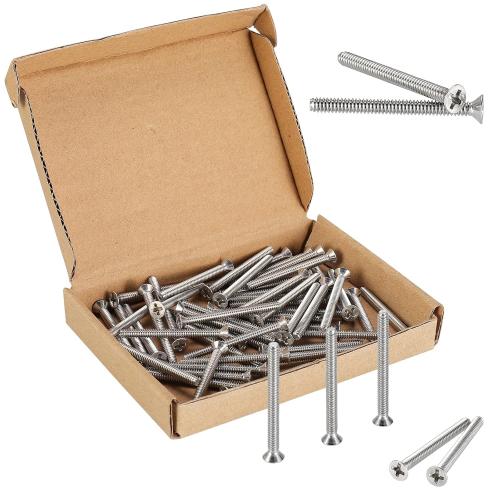 50Pcs Extra Long Outlet Screws, Phillips Flat Head, Electrical Wall Plate Switch and Receptacles Device Mounting Screws, 6-32 x 1-1/2 Inches, 18-8 (304) Stainless Steel