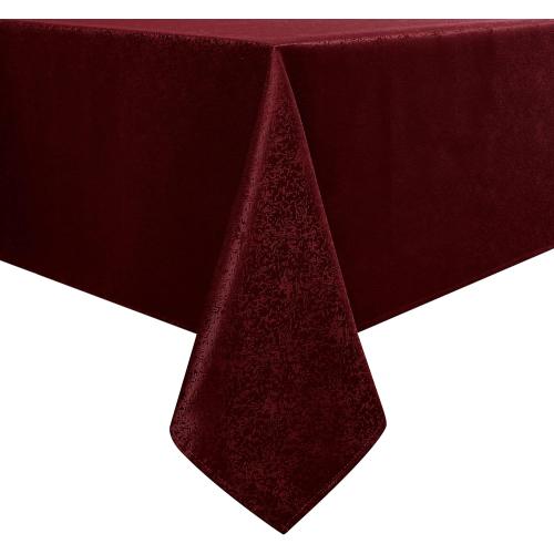 Burgundy Jacquard Rectangle Tablecloth Exquisite Grain Design Waterproof and Wrinkle Resistant Table Cloth for Indoor Outdoor Parties Kitchen Dinning Room 60 Inch by 84 Inch