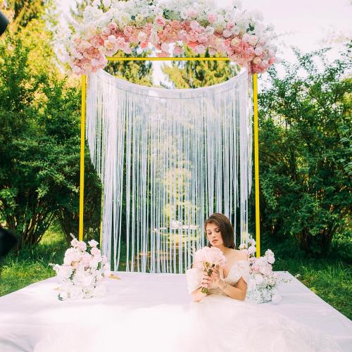Wedding Arch, 6.6 FT x 3.3 FT Square Backdrop Stand for Ceremony, Gold Metal Arch Backdrop Stand for Parties, Balloon Arch Stand Backdrop for Anniversary, Birthday, Bridal, Baby Shower, Decoration