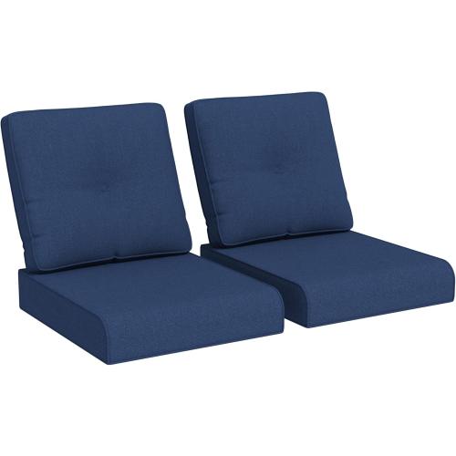 Joyside Outdoor Chair Cushions Set, 22x25/22x24 Inch Patio Furniture Deep Seat Cushions, Water Resistant & Thick Cushion, Outdoor Replacement Cushions for Seat and Sofa (Blue, 2 Set)