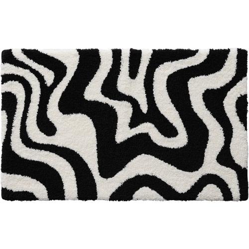 LUMI Non Slip Bathroom Rug Modern Aesthetic, Ultra Soft Absorbent Washable Bath Mats, Quick Dry Premium Floor Rugs for Shower, Tub, Black and White, 24x43