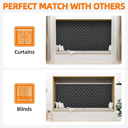 Window Insulation Kit for Winter 63x63 Cold Weather Thermal Curtain with Heavy Cotton, Insulated Window Cover for Winter & Windows Draft Blocker for Winterizing Windows in Home RV Basement–Black