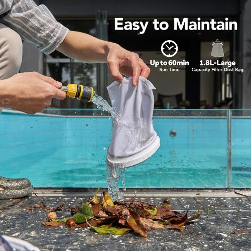 Pool Vacuum for Above & In-ground Pool with a Telescopic Pole, Handheld Pool Vacuum Pool Keeper K1, Cordless Rechargeable Pool Vacuums Cleaner for Hot Tubs, Spas, Fast Deep Cleaning, 60 Mins Runtime