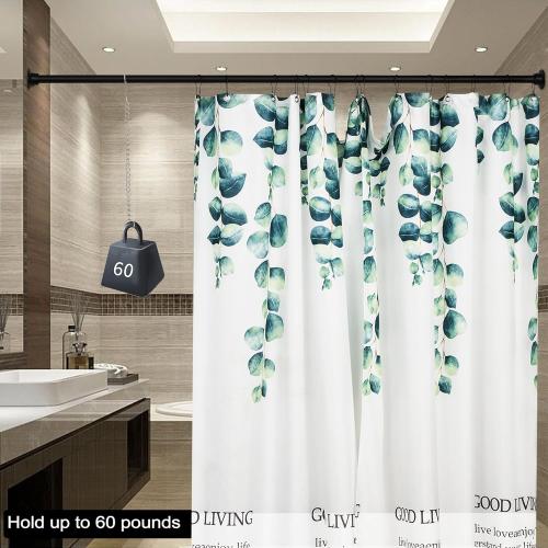 Artiwell 60 Heavy Duty Straight Shower Rod With Shower Rod Flange, Permanent Mount Shower Curtain Rod With Screws Bracket, Never Rust Stainless Steel, Window Curtain and Closet Rod, Matte Black