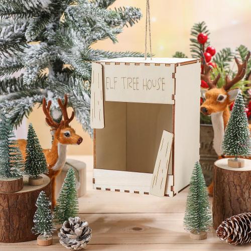 Christmas Elf Tree House Ornament 6 Inch Elf Carrier Christmas Tree Decor Ornament Prop with String for Xmas Decoration Party