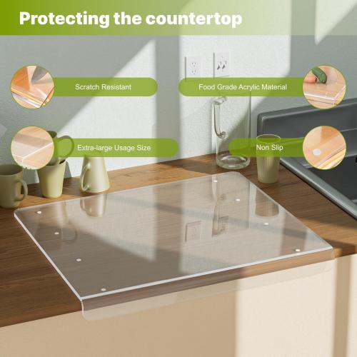 Extra Large Food Grade Cutting Boards for Kitchen Counter 24x20 inch, Polycarbonate Chopping Board with Lip, Anti-Slip Transparent Cutting Board for Countertop Protection