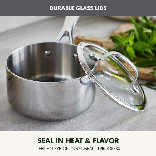 GreenPan Valencia Pro Tri-Ply Stainless Steel 9 Piece Cookware Set, Induction Ready Pots & Pans, Mirror Finish, Dishwasher & Oven/Broiler Safe to 600F, Compatible with All Cooktops‼️light dirt‼️
