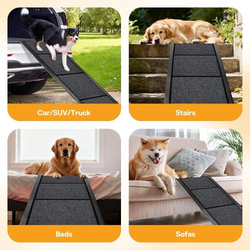 Dog Ramps for Large Pets, 71 L & 20 W Extra Wide Foldable Aluminum Pet Ramp with IP64 Waterproof & Non-Slip Rug Surface, Up to 300lbs for Giant Dogs for SUV, Truck, Bed, Stairs, Indoor & Outdoor
