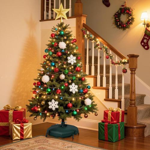 Christmas Tree Stand, Christmas Tree Stand for Artificial Tree, Christmas Tree Base for 4-6 Feet Artificial Trees, Metal Xmas Tree Holder Fits 0.5-1.37 Inch Tree Pole, DarkGreen