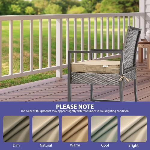 Outdoor Chair Cushions Set of 4, Waterproof Outdoor Seat Cushions for Patio Furniture, Patio Chair Cushion with Handle and Ties, Square Out Door Chair Pads,19 x 19 x 3, Beige