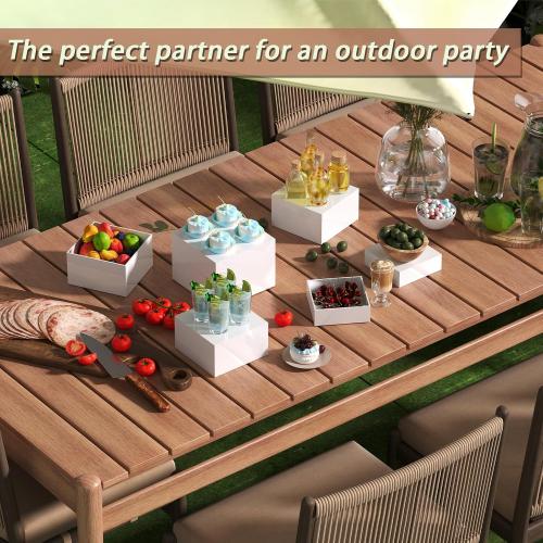 6PCS Buffet Risers, Food Risers for Buffet Table, Acrylic Boxes for Food, Display Stand for Party Catering Dessert Collectibles, Acrylic Cube Boxes with Hollow Bottoms, Food Stand Set, White (6x7x8)