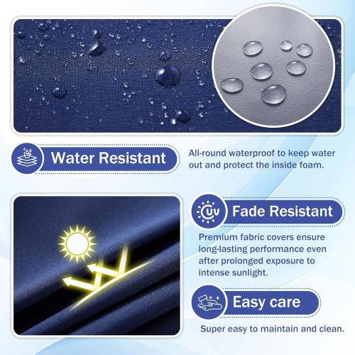 Outdoor Chair Cushions Set of 4, Waterproof Patio Chair Cushions, 19 x 19x 3 Patio Cushion for Outdoor Furniture, Outdoors Seat Cushion for Patios Furniture with Handle and Ties, Navy Blue