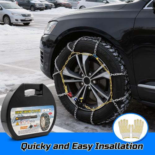 Auto Tightening Snow Chains Tire Chains Quick Easy Installation HKN140 Set of 2 for Cars SUV Pickup Trucks RV 215 225 235 245 255 265 275 Winter Emergency Tire Traction for Snow Ice