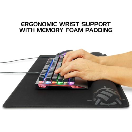 ENHANCE XXL Large Mouse Pad for Desk with 2XL Ergonomic Memory Foam Wrist Rest Support (31.5 x 13.78 x 1 inches) - Desk Pad with Anti-Fray Stitching & Soft Cushion Mat Surface, Designed in The U.S.