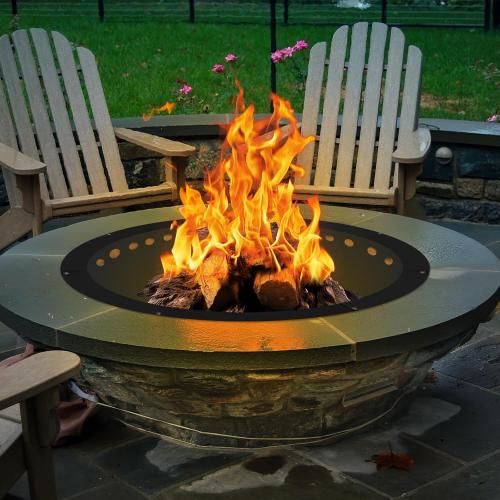 Outdoor Smokeless Fire Pit Ring 40 Inch Outer/36 Inch Inner Diameter, Heavy Duty Metal Round Liner Insert for Outside DIY Campfire or Bonfire Ring, Above or In Ground Use