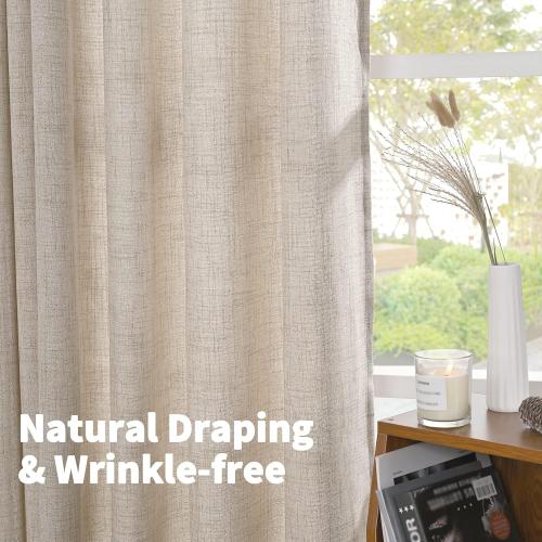 YoungsTex Linen Semi Sheer Curtains 72 Inch Length, Light Filtering Drapes