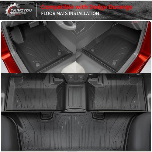 Floor Mats for 2016-2025 2026 Dodge Durango 6 Seats | Trunk Mat Cargo Mat TPE All Weather Back Seat Protector Trunk Liner 2024 Durango Accessories