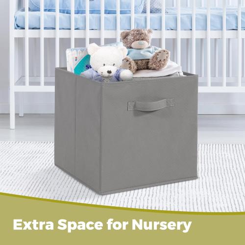 11x11 Storage Bins, Set of 3 Storage Cubes, Collapsible Cube Storage Box, Fabric Closet Organizers with Handles for Home, Office, Closet Shelf Cabinet, Bookcase, Grey