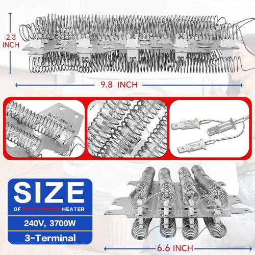 Dryer Heating Element Kit Fit for Sam-sung Models DV48J7700EW DV455EVGSWR DV45K7100EW DVE45R6300W DV45K6200EW DV45K6200EZ DV45K6500EV/A3 DV45K6500EW/A3 DVE60M9900V/A3 DV52J8700EP/A2 DVE45M5500W/A3