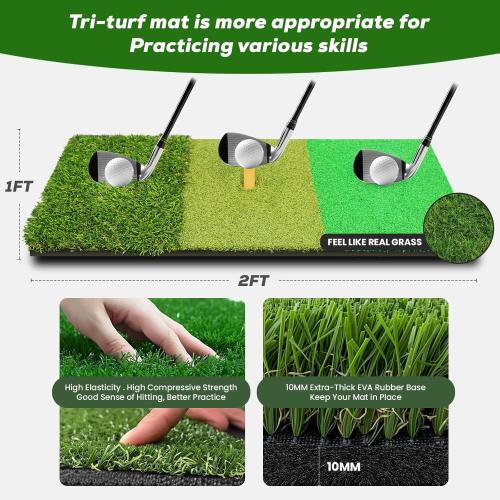 Black 10x7Ft Golf Net with Practice Mat,Golf Hitting Aid Nets 10x7FT for Backyard Driving Chipping Training Swing with Target Mat Balls for Outdoor Indoor,Gifts for Men Dad and Golfer