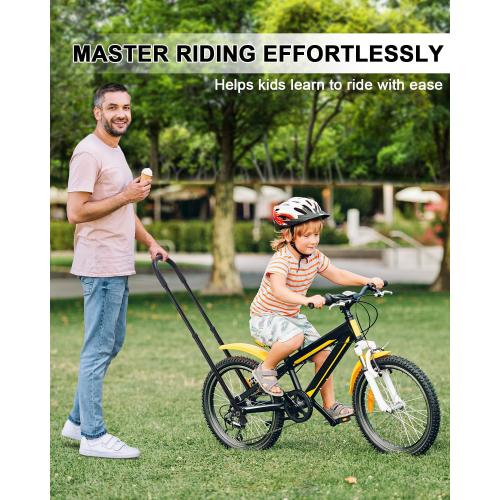 Children's Cycling Bike Safety Trainer Handle | Ergonomic Push Bar, 6 Heights Adjustable, Easy Install, Durable High Carbon Steel
