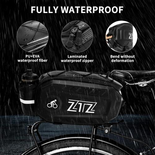 ZTZ 2025 Upgraded Biking Universal Bike Bags - 10L/17L Hard Shell Bike Bag with Perfect Size and Made of 100% PU & EVA, Bike Rack Bag with Reflector, Hand Strap for Commuter Travel Outdoor