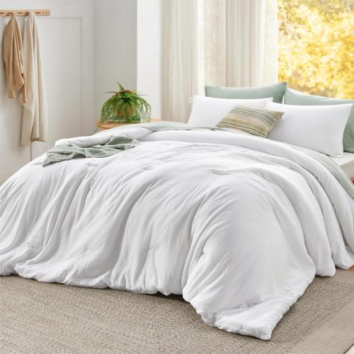 Bedsure Super King Comforter Set, White Soft Prewashed Bedding for All Seasons, 3 Pieces GentleSoft™ Bed Set, 1 Lightweight Comforter (120x120) and 2 Pillowcases (20x36)
