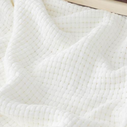 Bedsure 100% Cotton Blanket King Size for Bed - Breathable and Lightweight, Soft Cozy Basket Woven Blanket for Summer, White, 108x90 inches