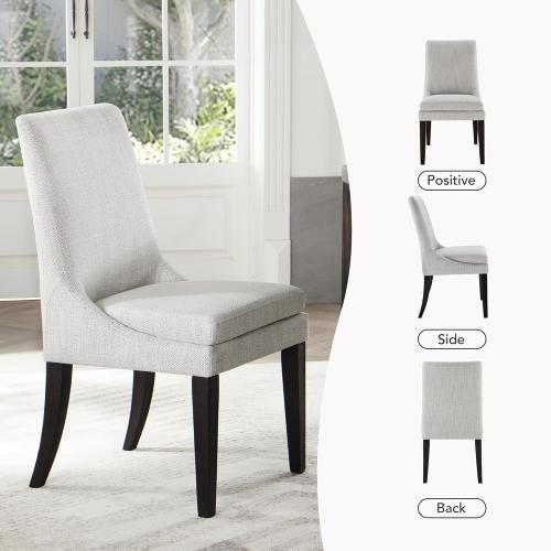 Upholstered Dining Chairs Modern Sidechair Performance Fabric High Back Armlesschair for Diningroom Kitchen,Linen,Set of 2