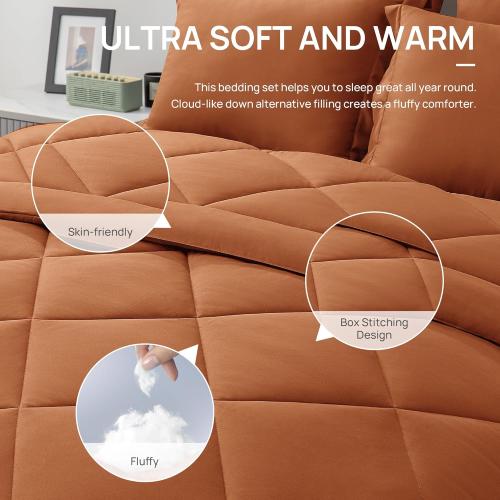 Love's cabin King Size Comforter Set Terracotta