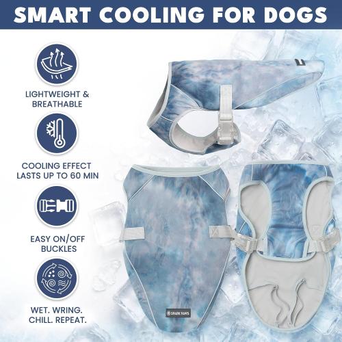 Spark Paws Dog Cooling Vest - SPF 50 UV Sun Protection - Summer Heat Relief Gear for Dogs, Lightweight, Evaporative Cooling - Dog Anxiety Relief Vest During Hot Days - Ice Blue, Medium