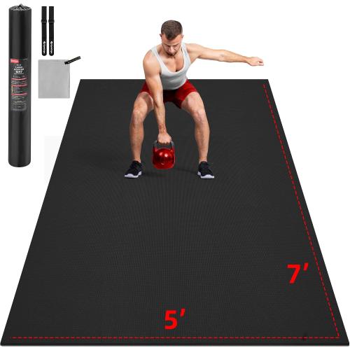 GymCope Extra Large Exercise Mat 10'x6'/9'x6'/8'x6'/7'x5'/6'x4' (8mm) | Thick Workout Mat for Home Gym & Garage Flooring, Shoe-Friendly, High-Density, MMA, HIIT, Weight Lifting, Cardio&Strength