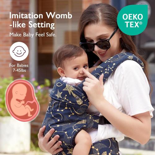 Momcozy Baby Carrier - Ergonomic, Cozy and Lightweight Carrier for 7-45lbs, Effortless to Put On, Ideal for Hands-Free Parenting, Enhanced Lumbar Support, Starry Night