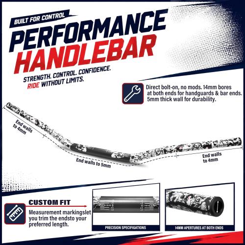 1-1/8 28mm Motorcycle Handlebars - Universal Aluminum Handlebar for CRF KLX KX LTR TRX SX SXF EXC XCW Motocross Pit Dirt Bike ATV Quad Grizzly Hawk 250 (Black, Style A)