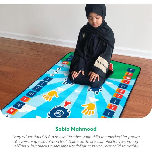 My Salah Mat for Kids - Interactive Muslim Prayer Rug for Kids Learning The Salah - Fun & Easy Prayer Mat with 36 Touch Keys, 15 Languages, Speaker, & Booklets - Islamic Toys for Ages 3 to 8
