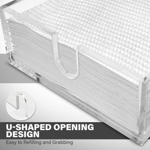 Acrylic Hand Towel & Napkin Holder with Black Feet - 9x5 Inches - Clear