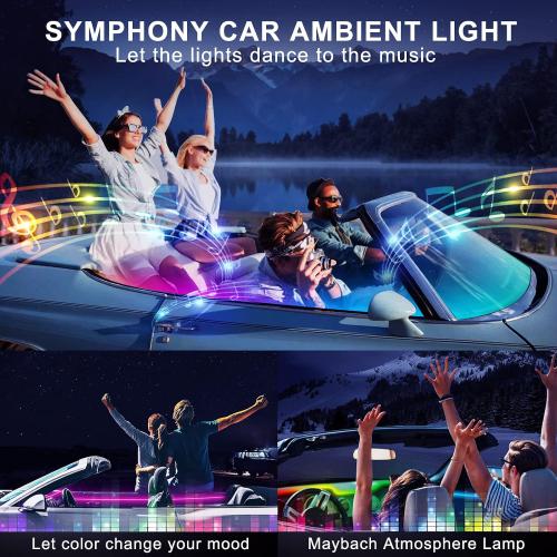Dreamcolor Acrylic Interior Car LED Strip Light with Wireless APP, RGB 18 in 1 with 175 inches 593 LEDs Fiber Optic Ambient Lighting Kits, 16 Million Colors Sound Active Function Car Neon Lights