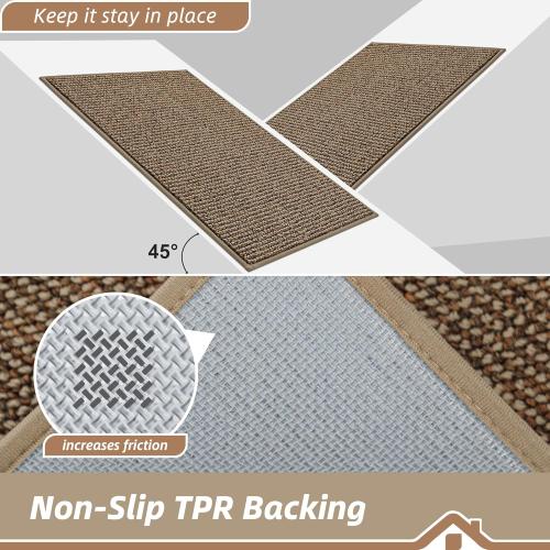 BEQHAUSE Dirt Trapper Door Mat 24 x 36, Non-Slip Washable Doormats Entrance Mat, Dirt Resistant and Absorbent Welcome Mat, Low Profile Floor Mats for Front Back Door and Entryway, Beige