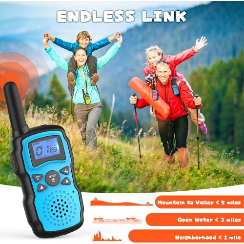 Wishouse Rechargeable Walkie Talkies Blue for Kids Long Range with USB Charger,Outdoor Camping Games with Flashlight Indoor Fun Army Toys for Boys Girls Family,Xmas Birthday Gift for 3-12 Year Old Children