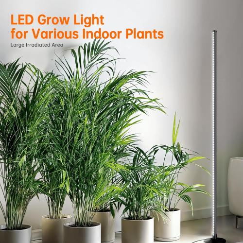Bstrip Standing Grow Light for Indoor Plants, Vertical Grow Light with 3 Light Modes, Wide Illumination and Dimmable, T10 Full Spectrum Floor Grow Lights, 16in-65in Adjustable Height & Auto Timer