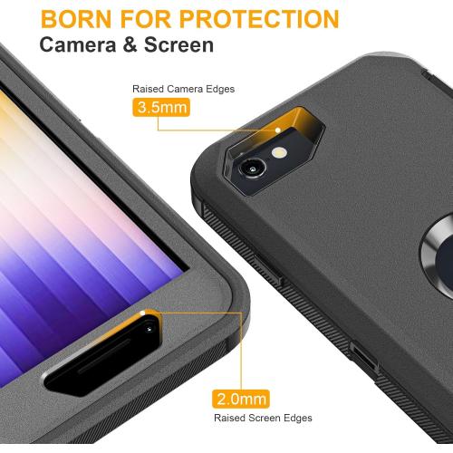 for iPhone SE Case 2022/2020/3rd/2rd,iPhone 8/7 case [Shockproof] [Dropproof] [Military Grade Drop Tested] with Non-Slip Removable Heavy Duty Full Body Phone Case-Black