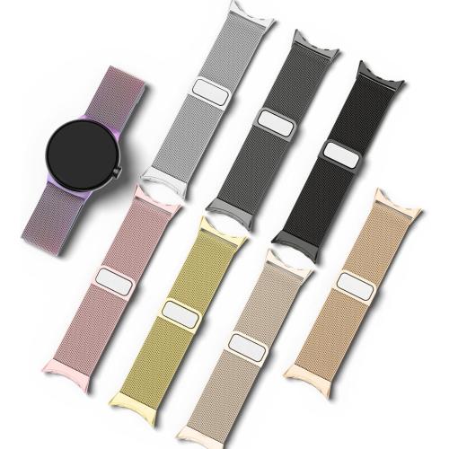 Amzpas Metal Band Compatible with Google Pixel Watch Bands for Women Men, Stainless Steel Mesh Loop Adjustable Wristband Replacement Strap for Google Pixel Watch 1/2 / 3 41mm Band