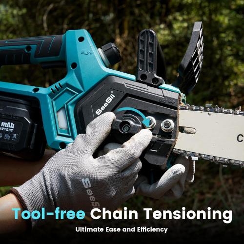 Size 12inch Color Blue  Electric Chainsaw Cordless 12-inch, Handheld Chain Saws with 2 x 4.0Ah Batteries, Tree Saw with Tool-free Chain Tension, Auto Oiling for Wood Cutting Trimming Branch